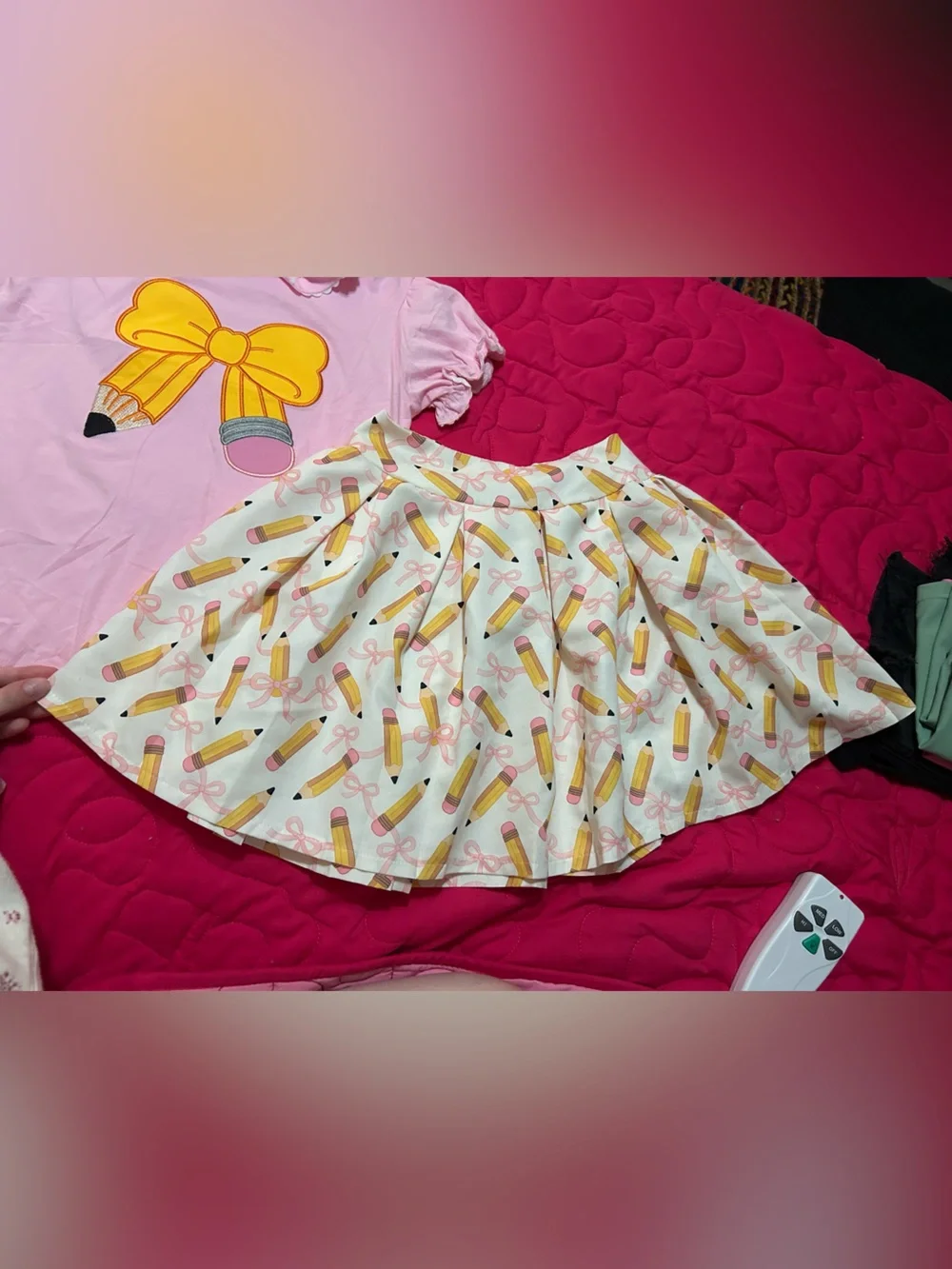 KIDS PINK PENCIL BOW OUTFIT